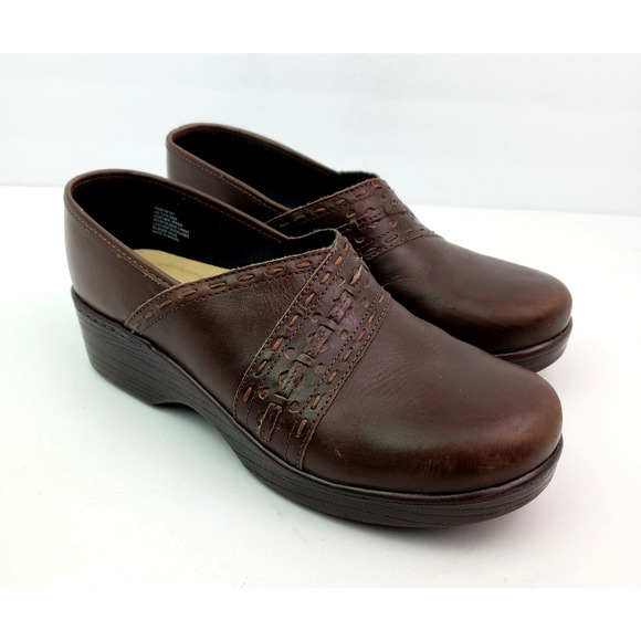 Abeo Bio System Femi Womens Size 7.5 N Narrow Brown Leather Slip On Clog Shoes - Picture 1 of 11